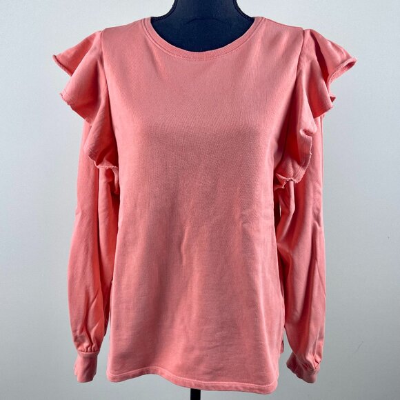 Universal Thread Tops - Universal Thread Good Co. Coral Ruffle sweatshirt Size M